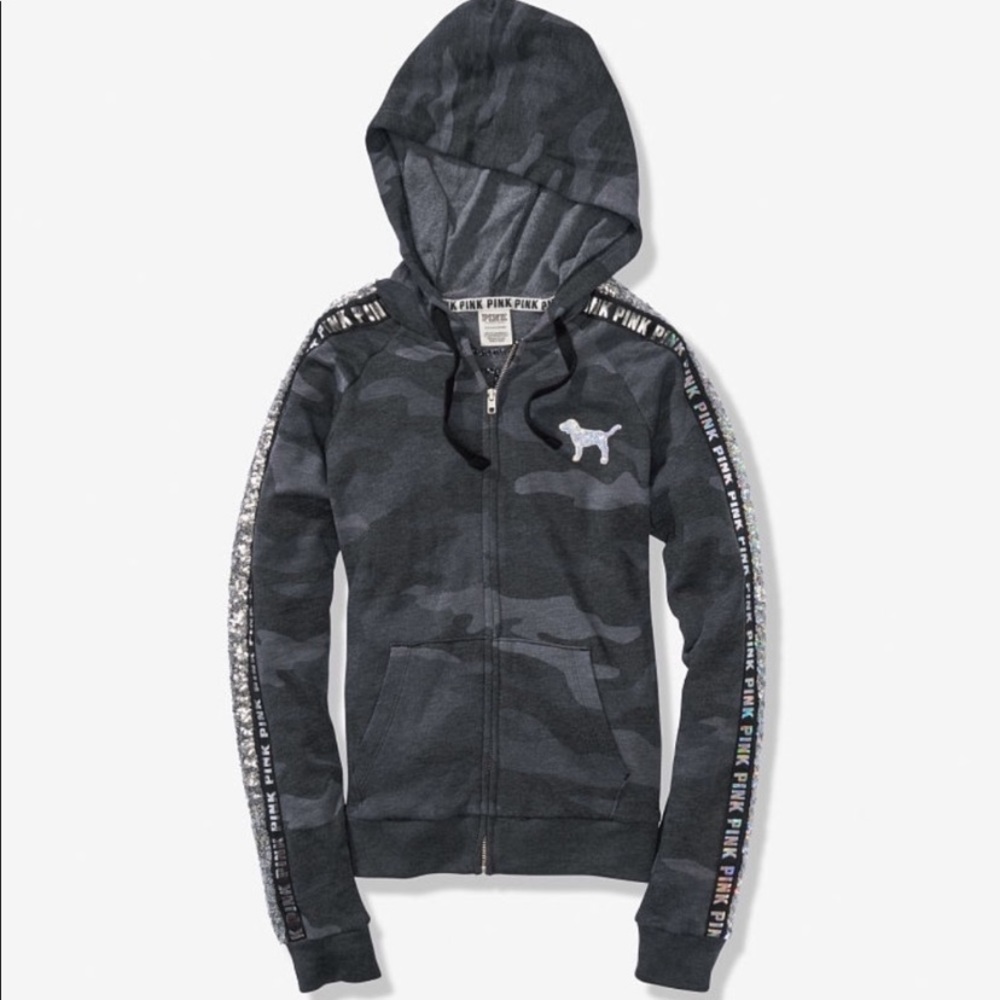 VS PINK Camo Bling zip up hoodie like new